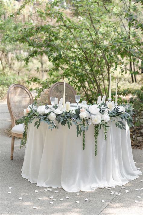 9ft Flower Garland For Sweethearthead Table White And Sage In 2021