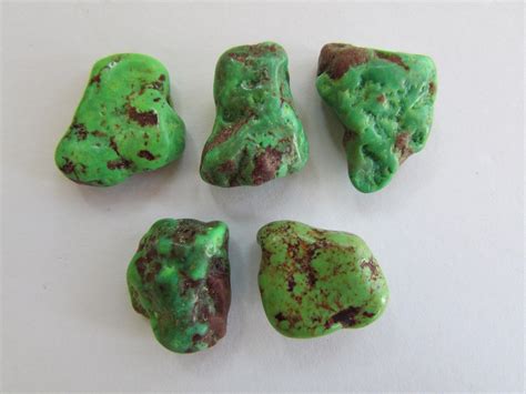 5 Green Turquoise Stones Bulk Lot Natural Green Turquoise
