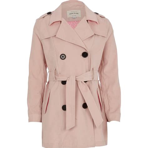 River Island Girls Pink Trench Coat In Pink Lyst