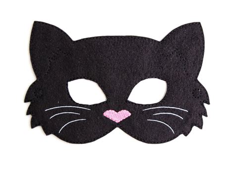 Kids Cat Mask Black Cat Costume Felt Mask Kids Face Mask Etsy Costume