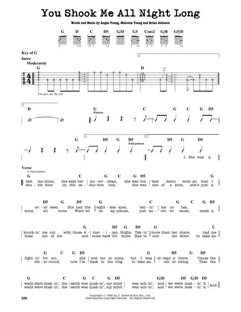 You Shook Me All Night Long By Acdc Guitar Lead Sheet Guitar