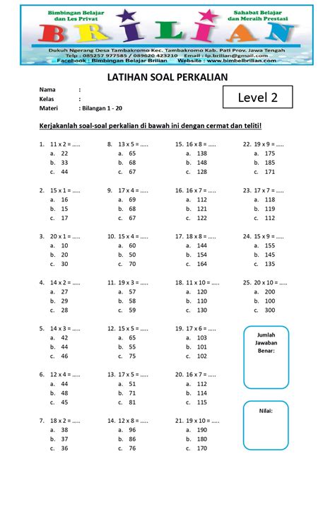 Soal Perkalian Dan Pembagian Kelas 2 Sd - Homecare24