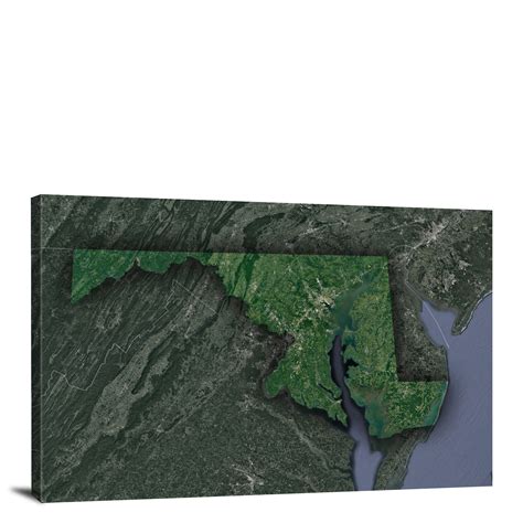Maryland State Satellite Map 2022 Canvas Wrap