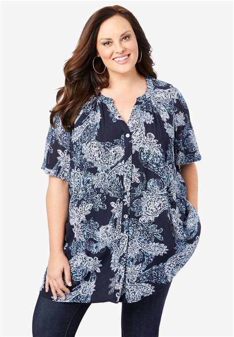 Womens Long And Short Sleeve Flowy Loose Regular And Plus Size Tunic Tops