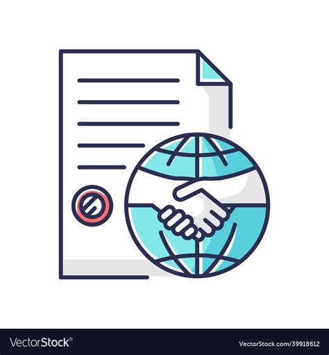 International Trade Agreement Blue Rgb Color Icon Vector Image
