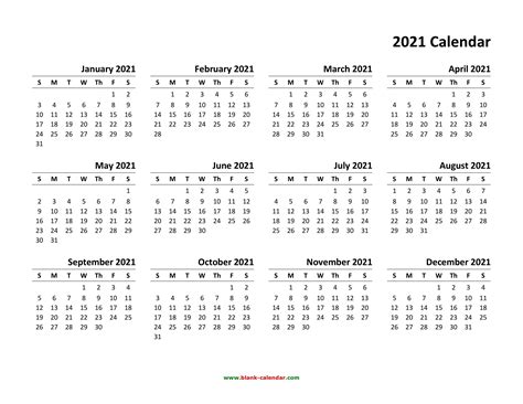 12 Month Calendar 2021 Ten Free Printable Calendar 2021 2022