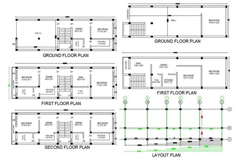 1 Bhk And 2 Bhk Apartment Floor Plan Autocad File Cadbull