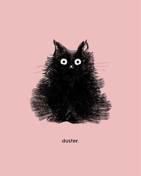 Cute Black Cat Drawing Art Illustration Pink Duster 2019 Titel Duster