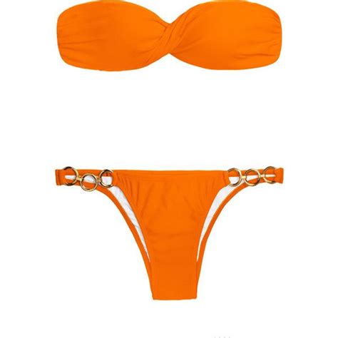 Rio De Sol Dark Orange Bandeau Bikini King Torcido Trio Orange Swimwear Spandex Swimwear