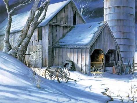 Winter Watercolor Winter Painting Winter Art Barn Pictures Pictures