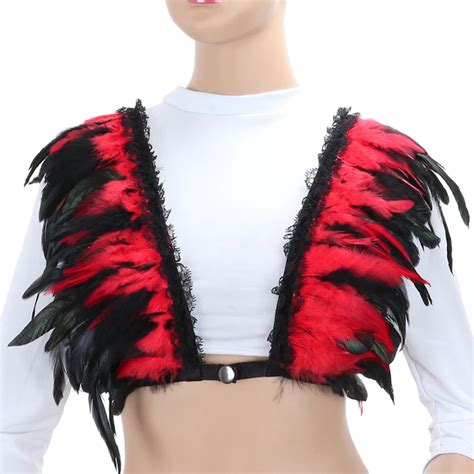 women fashion feather wings epaulettes bra bondage shoulder burningman festival dance rave