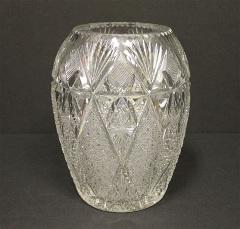 Bargain John S Antiques Large Cut Glass Vase Hawkes Brilliant Period 8 1 2 Inches