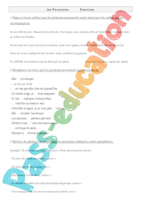 Le présent de l'indicatif : Exercice Autres fiches - Conjugaison : CM1 - Cycle 3 - Pass Education