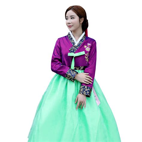 Xinfu Women Korean Traditional Long Sleeve Hanboks Dancing Dress