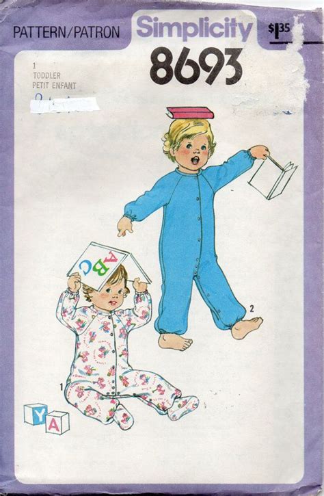 Vintage Sleeper Pattern Size 1 Simplicity 8693 Childrens Sewing
