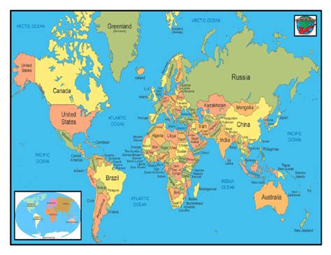 Countries And Continents World Map Activity Teaching