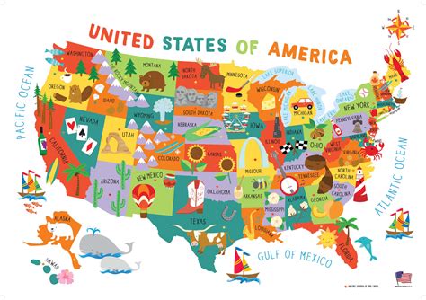 Childrens United States Us Usa Wall Map For Kids 28x40
