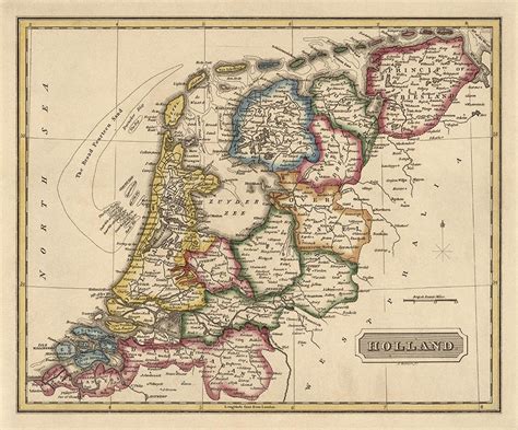 antique map of the netherlands holland c1817 by bluemonocleprints