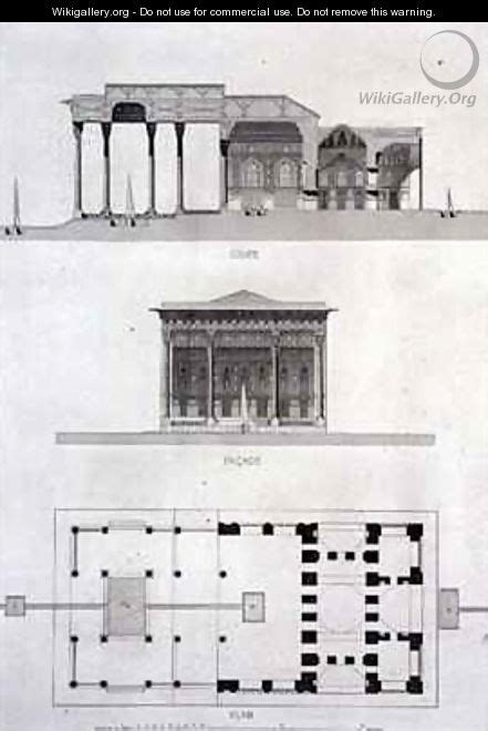Cross Section Facade And Ground Plan Of The Pavilion Of Mirrors Isfahan