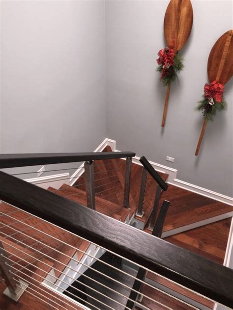 Metty metal outdoor stair railing,black handrails for outdoor steps,4 step handrail fits 1 to 4 steps mattle wrought iron handrail,hand rails for outdoor steps black. Project # 176 - Cable Railing Project & Winder Treads - StairSupplies™