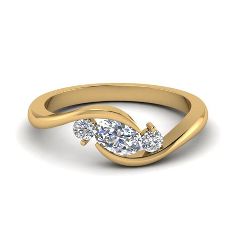 Twist 3 Stone Engagement Ring In 14k Yellow Gold Fascinating Diamonds