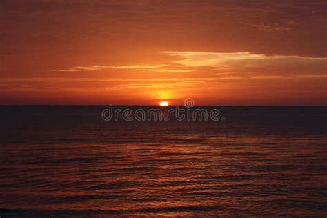 Red Sunset Over The Ocean Stock Image Image Of Ocean 145507211