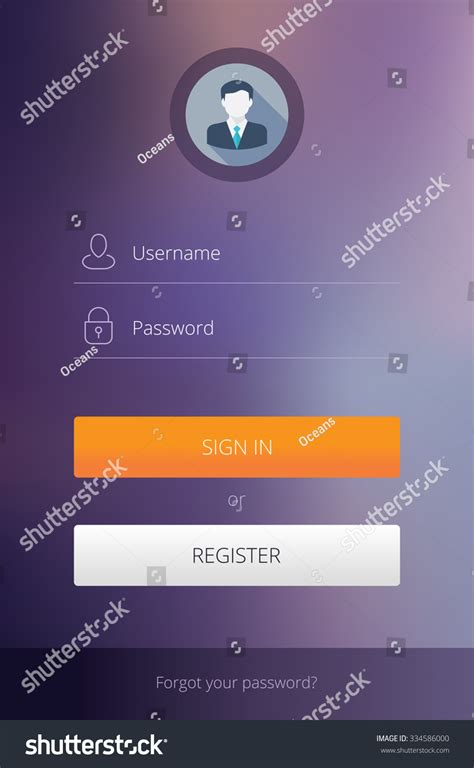 Vector Login Form Flat Design Blurred Stock Vector Royalty Free