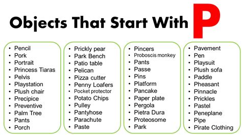 Objects That Start With P Grammarvocab