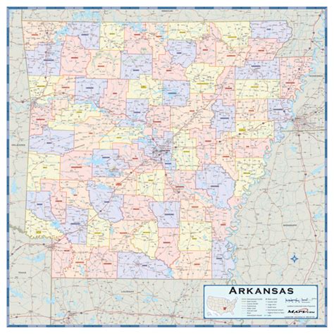 Arkansas Counties Wall Map By Mapsales