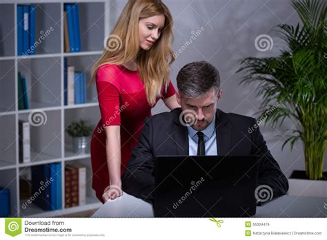 Secretary Seducing Her Boss Stock Image Image Of Flirt Flirting