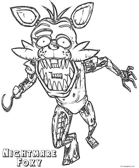 Nightmare Foxy Coloring Page Free Printable Coloring Pages
