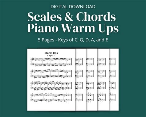 Scales And Chords Piano Warm Ups Keys Of C G D A And E Printable