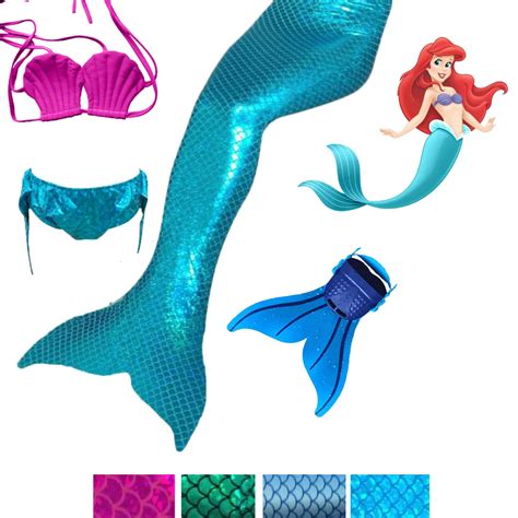 2016 New Ariel Mermaid Tail Kid Girls 3pcs Tops Panties Mermaid Tail