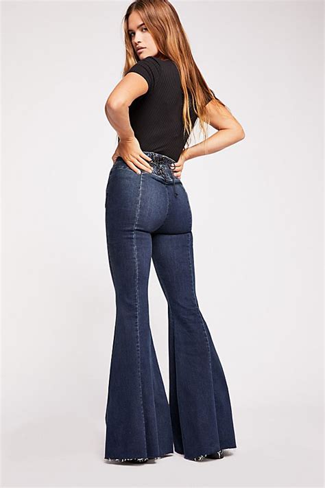 Crvy Super High Rise Lace Up Flare Jeans High Waisted Jeans Vintage