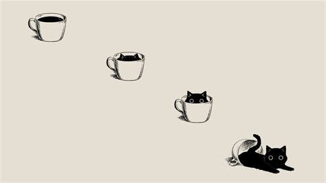 Coffee Cat 3840 X 2160 Minimalwallpaper