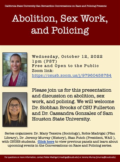 Abolition Sex Work And Policing In Conversation With Dr Siobhan Brooks Csu Fullerton And