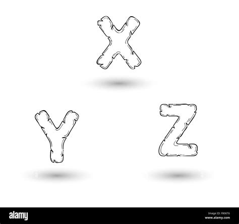 sketch jagged alphabet letters x y z stock vector image and art alamy