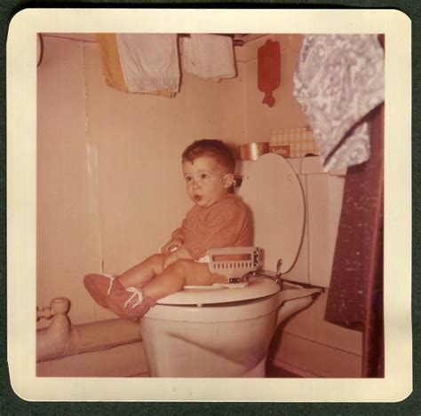 Vintage Photo Little Boy Potty Training Sits On Toilet Etsy