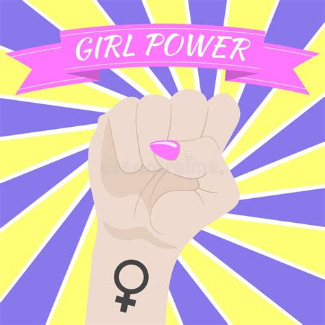 Feminism Concept Design Girl Power Symbol Women`s Rights Poster Stock Illustration
