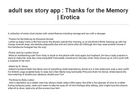 Adult Sex Story App Thanks For The Memory Erotica