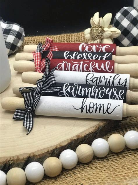 Farmhouse Mini Rolling Pins For Tiered Tray Decor Mini Etsy In 2021