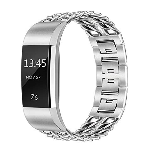 Fitbit Charge 2 Band Aokay Stainless Steel Metal Cowboy Style Chain