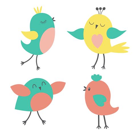 Set Of Colorful Cute Birds 589132 Vector Art At Vecteezy