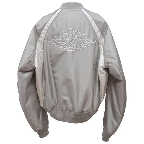 Dior Air Grey Silver Silk Bomber Jacket Size 50 New With Tags 100