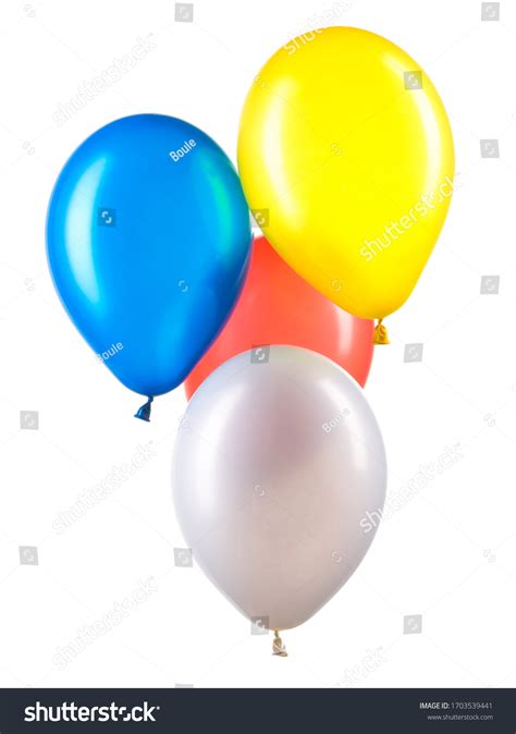 Set Multicolored Helium Balloons Clipping Path Stock Photo 1703539441