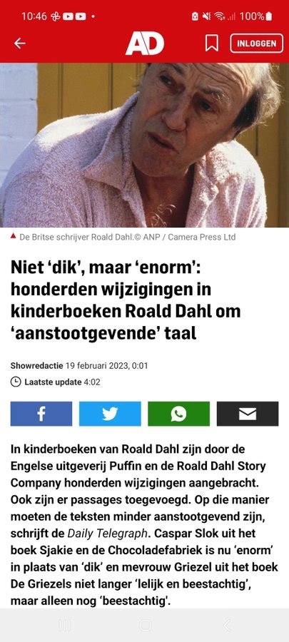 tontiel 🇳🇱 on twitter rt daytona3521 de naam roald dahl zou niet meer op de boeken mogen