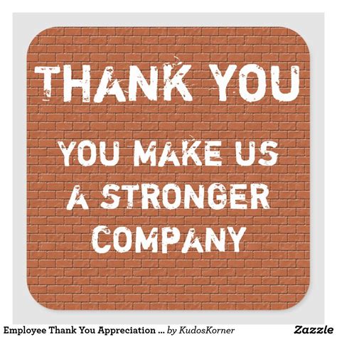 Employee Thank You Appreciation Inexpensive Square Sticker Zazzle
