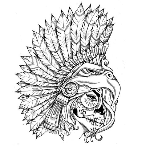 Originally, aztec tattoos were only done in a ritual to honor an aztec god. Provocative Mexican Headdress and Skull Design | Mexican ...