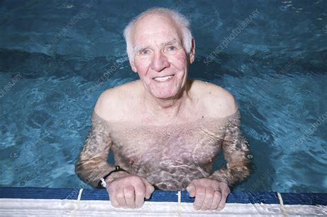 Older Man In A Swimming Pool Stock Image C047 0722 Science Photo