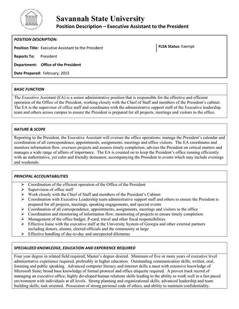 Executive assistant to the president and ceo job description: Job Description Executive Assistant To The President - Job ...